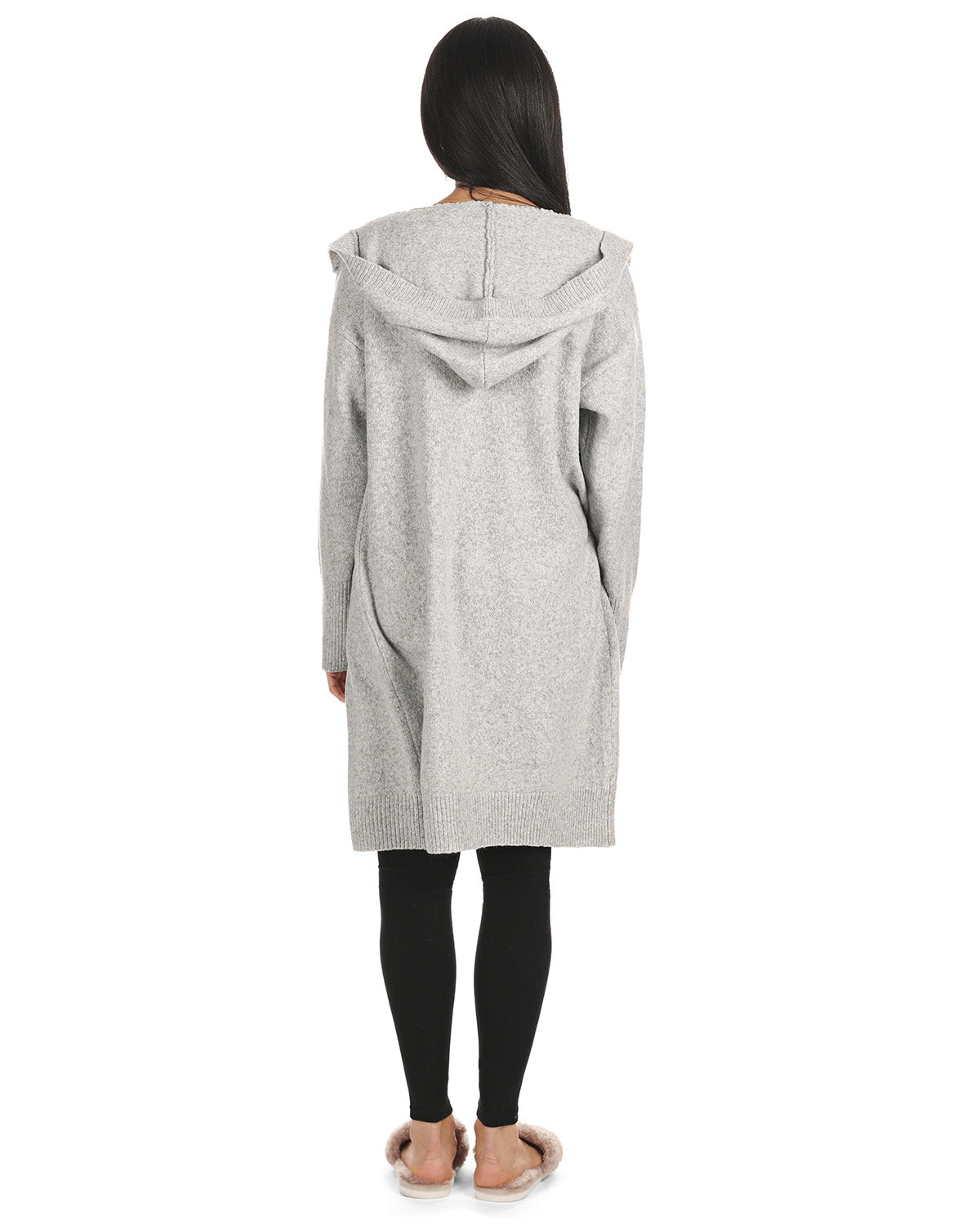 Women's Sweater Knit Hooded Open-Front Cardigan Sweater : Color: Light Gray Heather