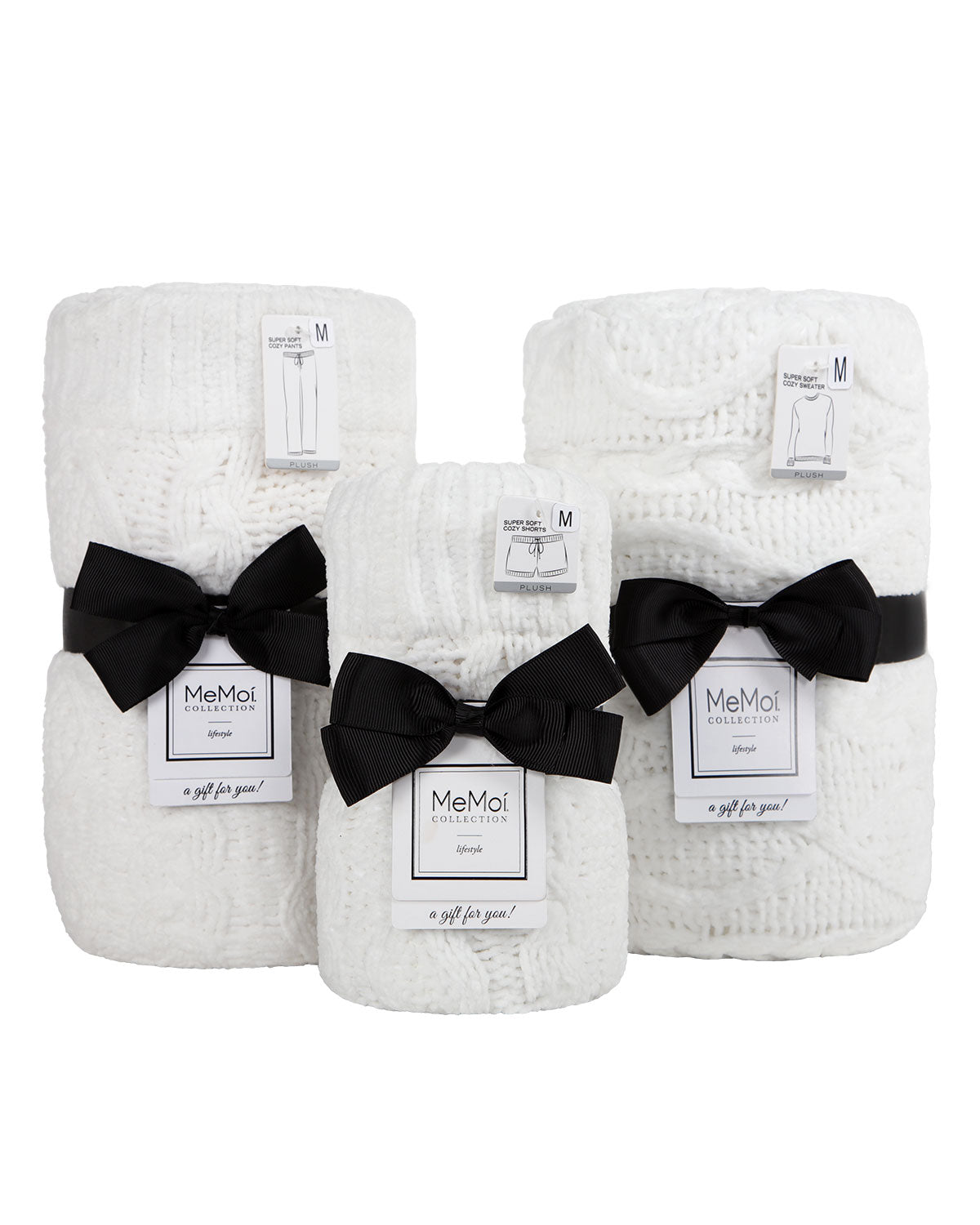 Women's Cable Knit Marshmallow Plush Drawstring Pants : Color: White