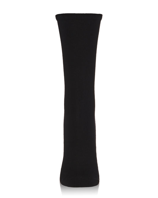 Women's Bamboo Blend Terry Sole Breathable Crew Sock : Color: Black