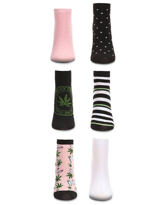 Women's 6 Pair Pack Think Green Low Cut Socks : Color: Assorted Colors