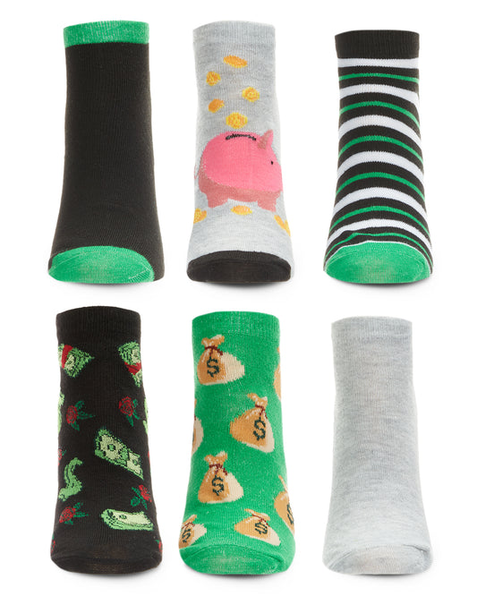 Women's 6 Pair Pack Money Talks Low Cut Socks : Color: Black
