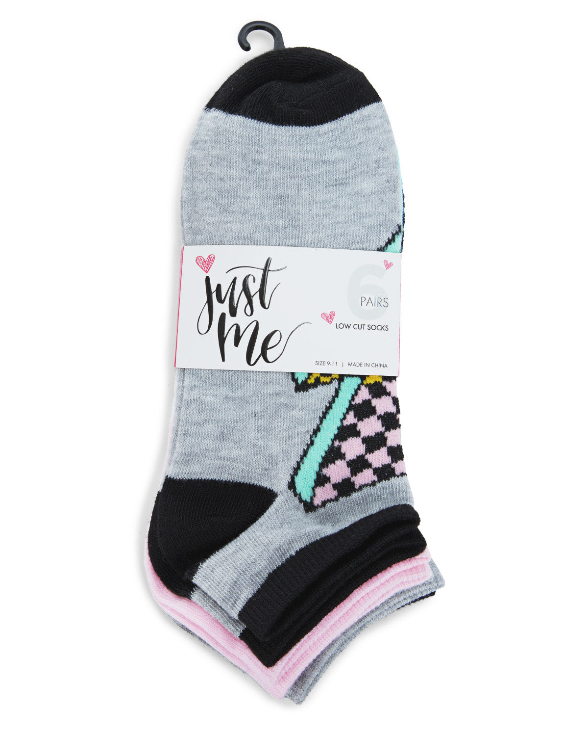 Women's 6 Pair Pack Chevron and Check Pattern Low Cut Socks : Color: Assorted