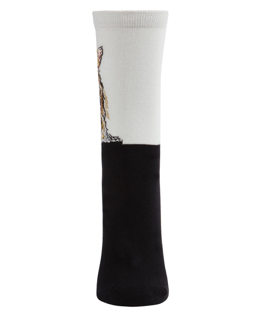 Women's Kitten Limited Edition Art Cotton Blend Crew Sock : Color: Light Gray