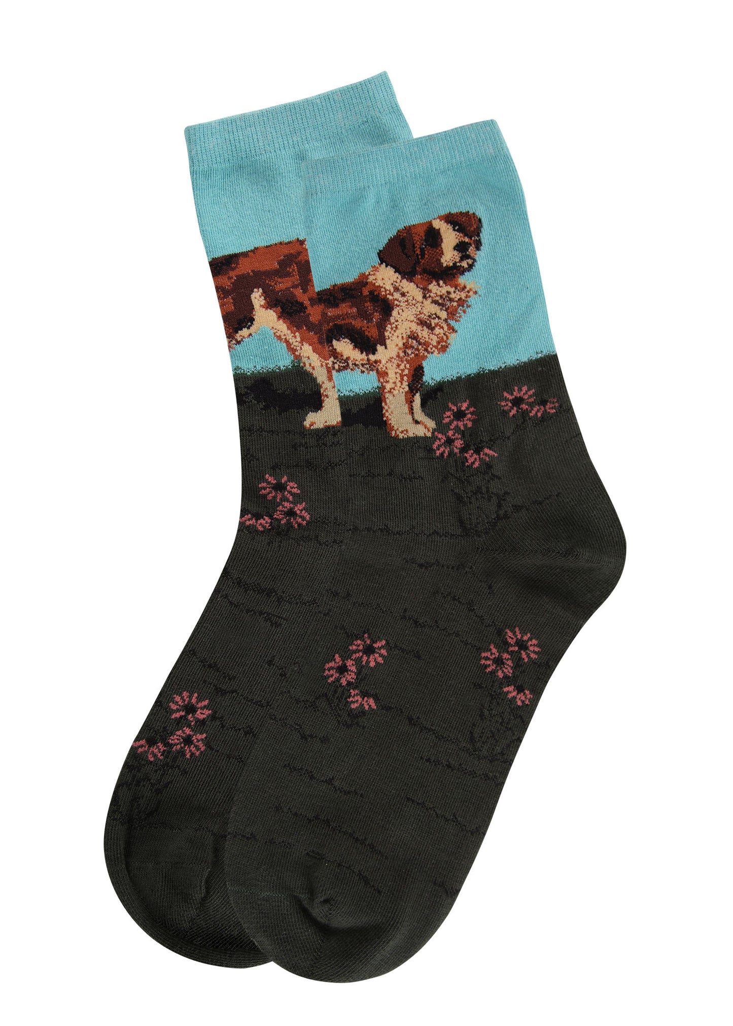 Women's Saint Bernard Limited Edition Art Cotton Blend Crew Sock : Color: Blue