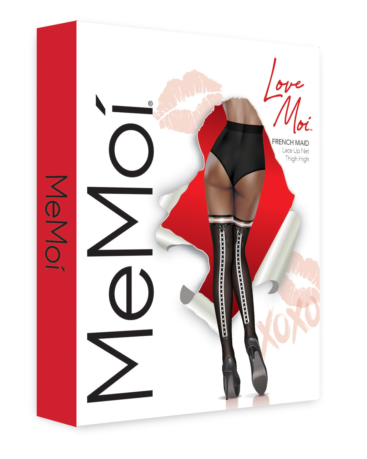 Women's French Maid Lace Up Backseam Net Thigh High : Color: Black