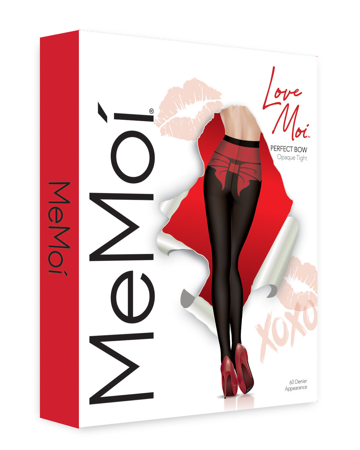 Women's Tie Me Up Faux Bow 60 Denier Opaque Tight : Color: Black-Red