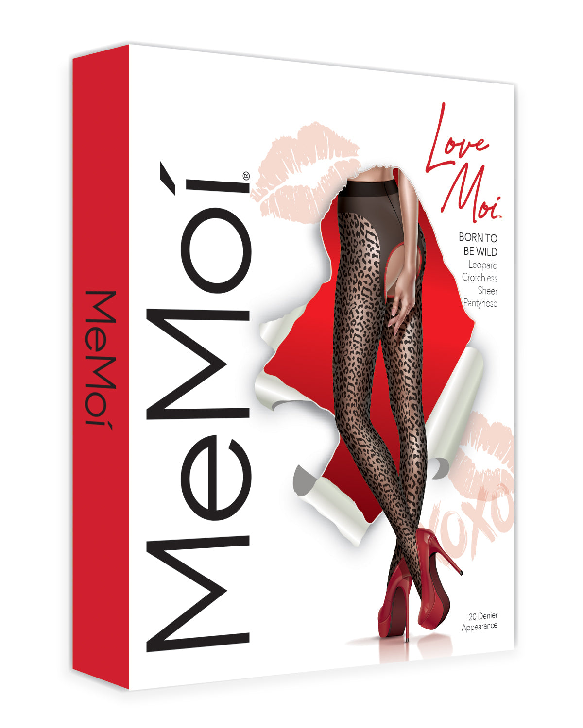 Women's Born To Be Wild Leopard Crotchless Sheer Pantyhose : Color: Black-Red