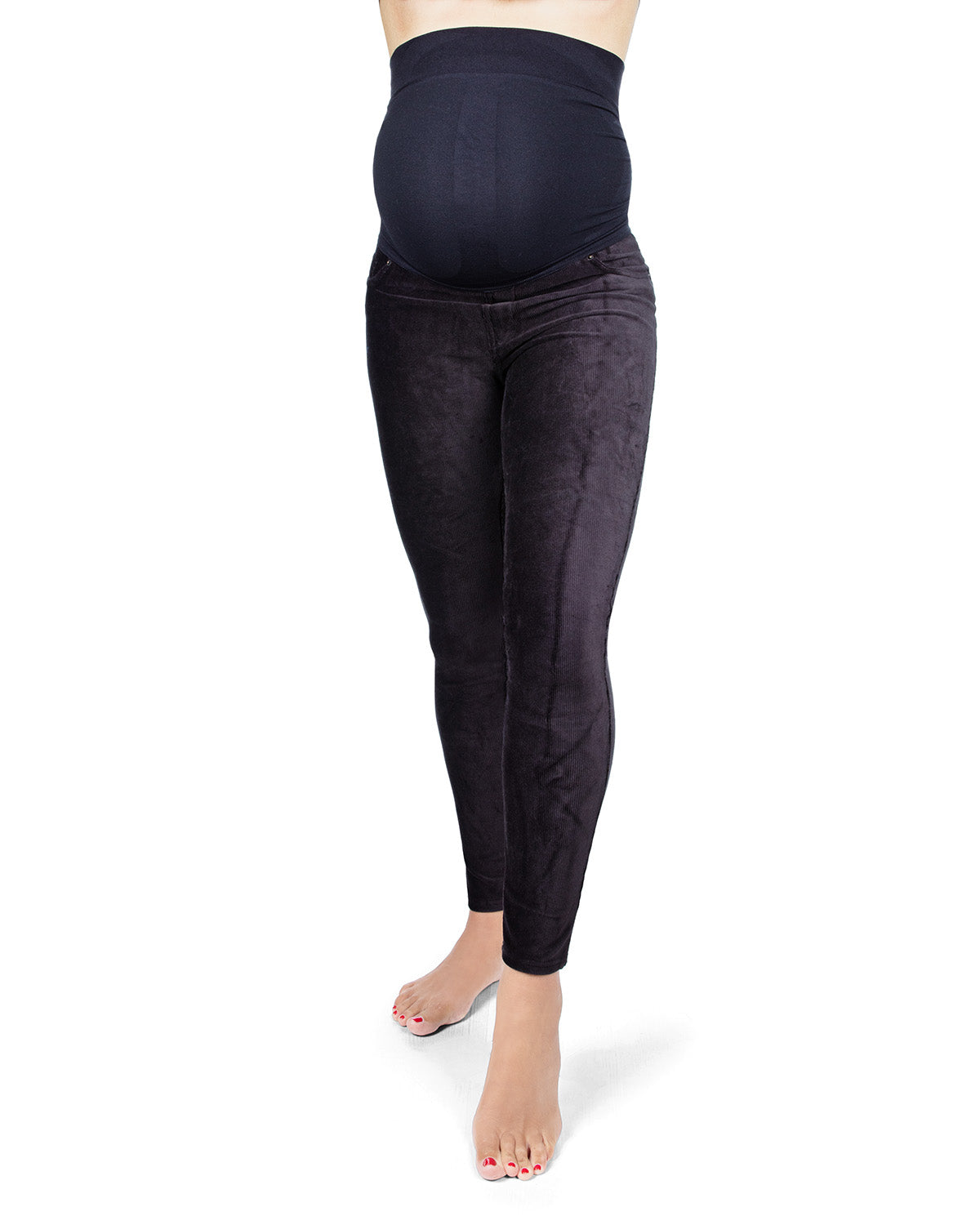 Women's Corduroy Back Boning Support Maternity Leggings : Color: Black