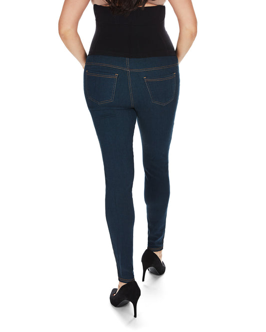 Women's Denim Bamboo Blend Back Boning Support Maternity Leggings : Color: Denim