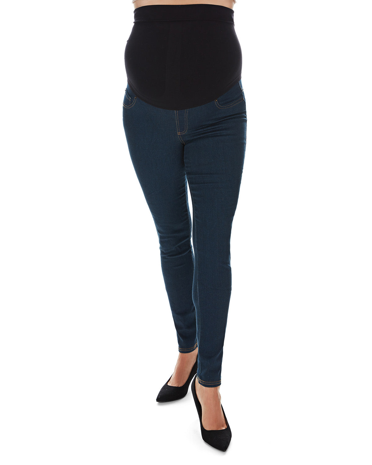 Women's Denim Bamboo Blend Back Boning Support Maternity Leggings : Color: Denim