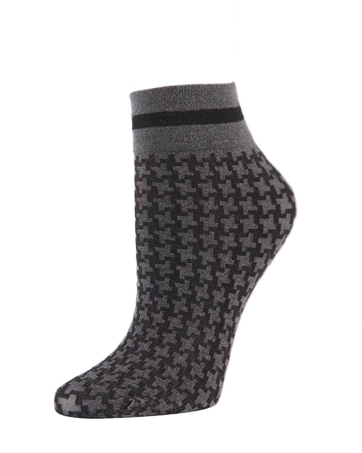 Women's Classic Houndstooth Print Stretchy Anklet Sock : Color: Medium Gray Heather