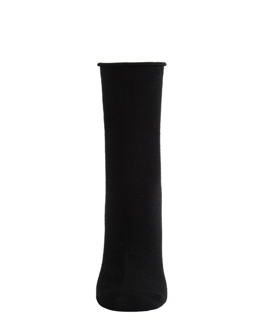Women's Red Heart Roll Top Shortie Socks : Color: Black