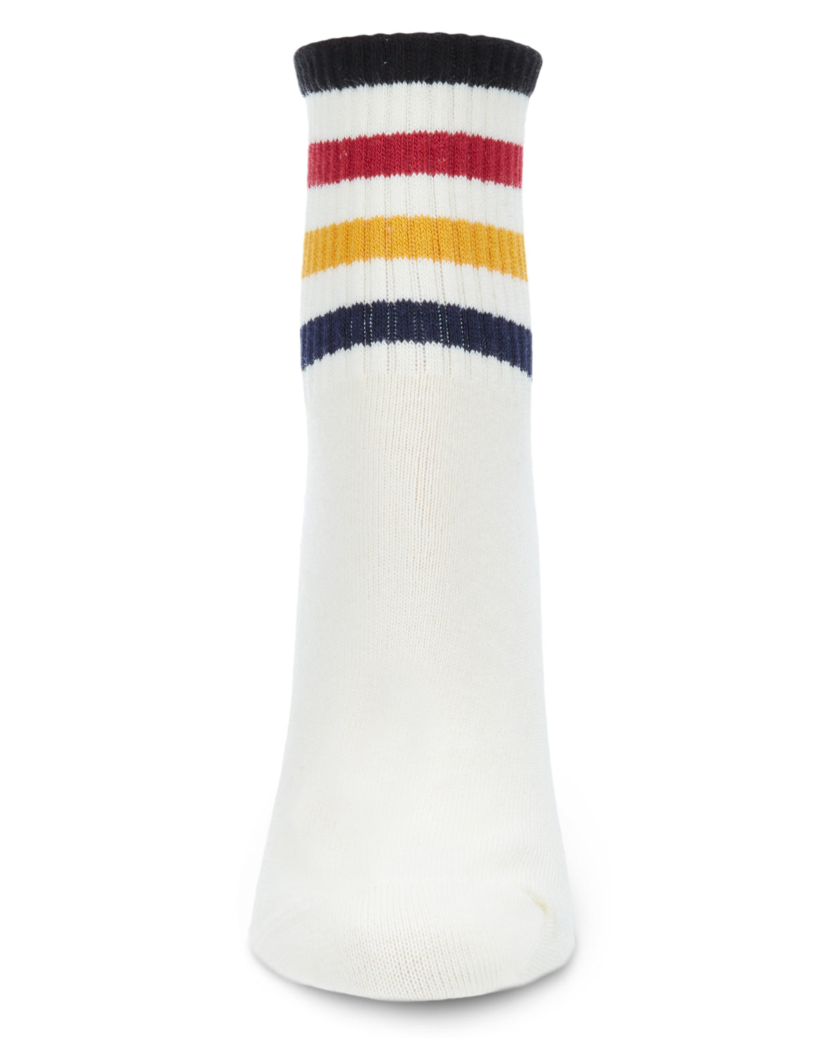 Women's Cotton Blend Retro Style Multicolor Stripe Anklet Sock : Color: Black