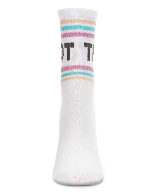 Women's Multicolor Stripe "I Got This" Positivity Anklet Sock : Color: White
