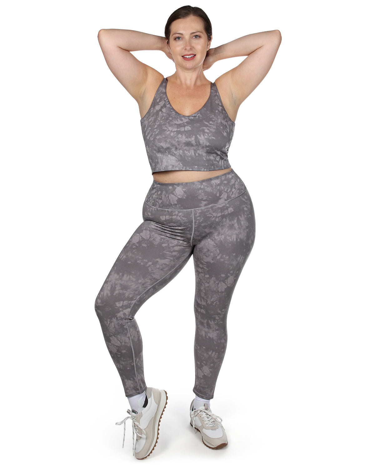 Women's Tie Dye Print Sports Bra with Removable Cups : Color: Gray