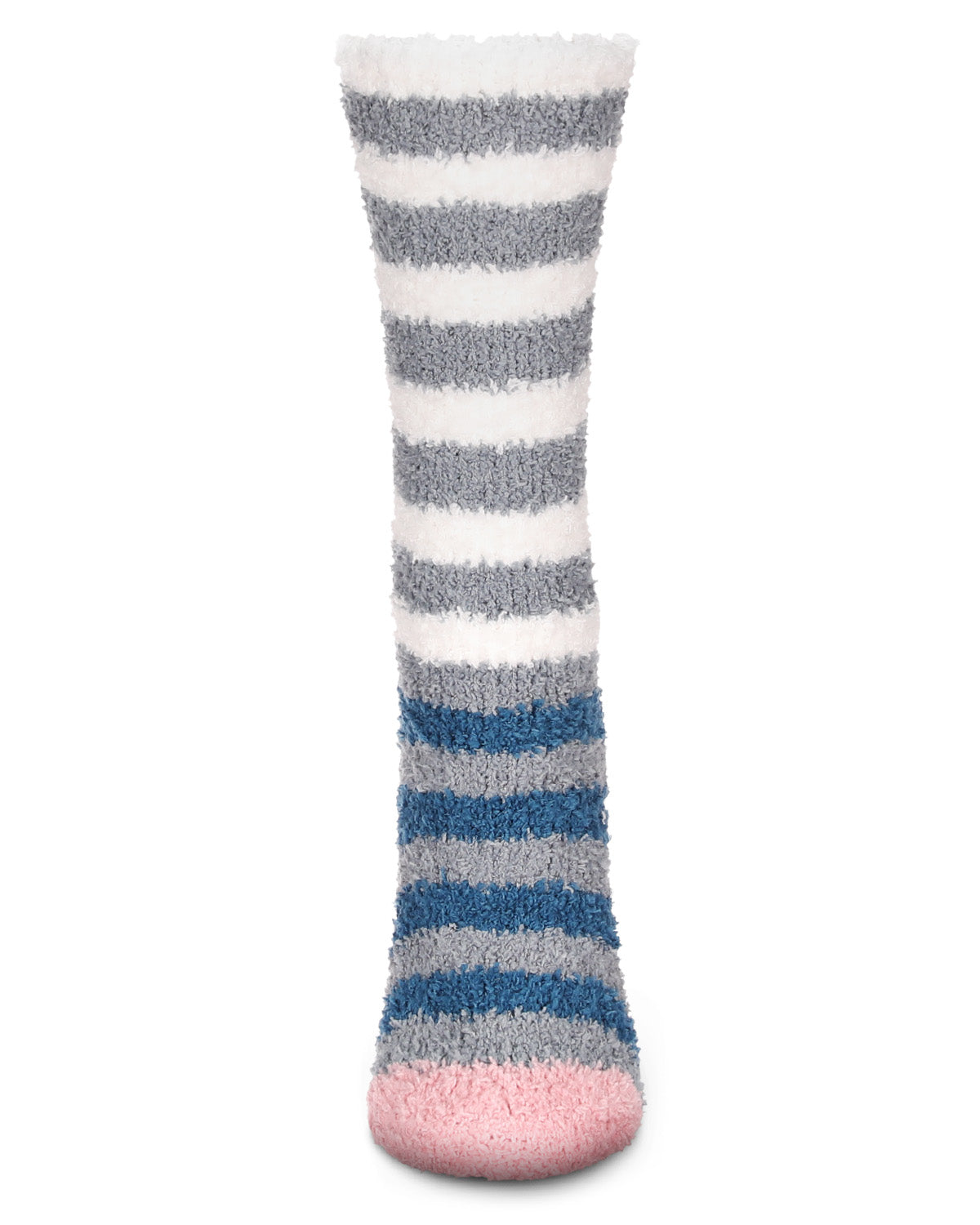 Women's Rugby Multicolor Stripe Cozy Crew Socks : Color: Dusty Rose