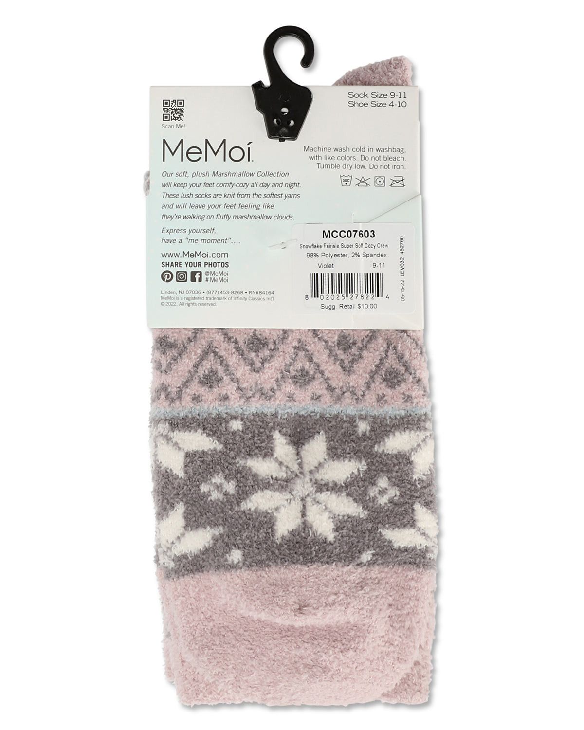 Women's Snowflake Fairisle Super Soft Cozy Crew Socks : Color: Violet