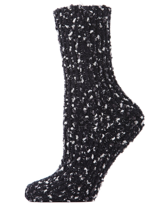 Women's Confetti Plush Cozy Tufted Crew Sock : Color: Black