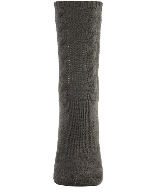 Women's Thick Cable Sweater Knit Cozy Soft Crew Socks : Color: Cypress