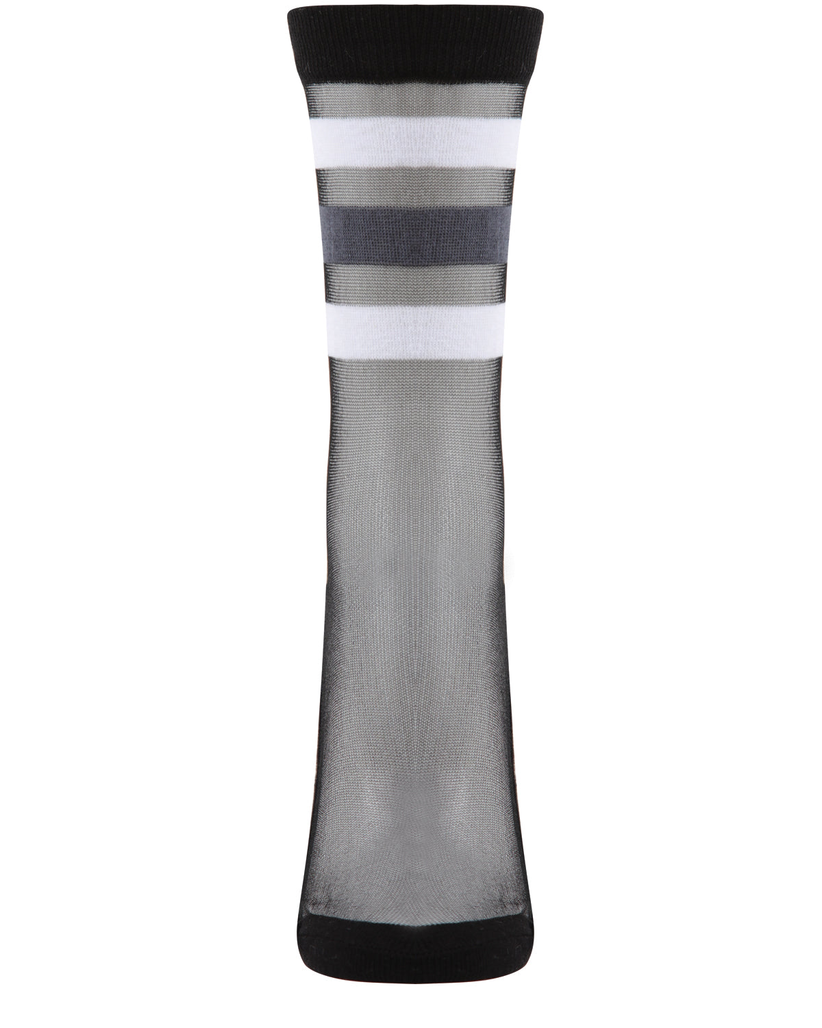 Women's Reverse Terry Stripe Sheer Cotton Blend Crew Sock : Color: White