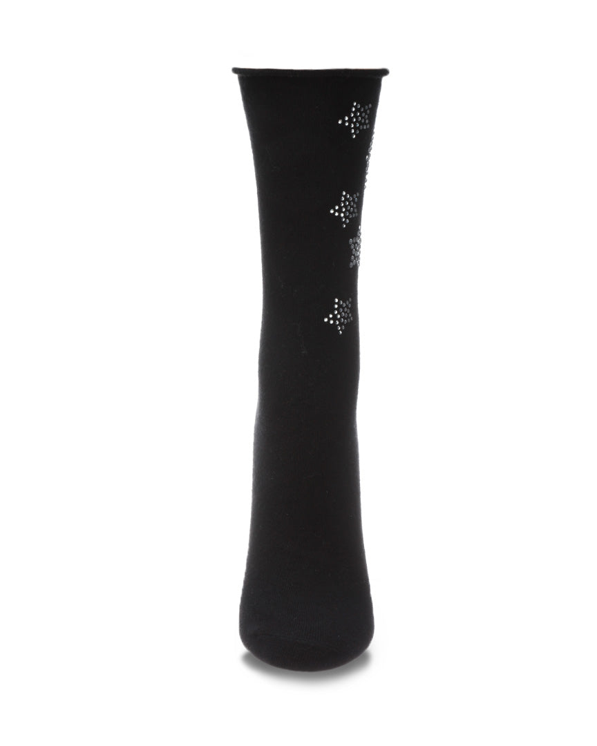 Women's Shooting Star Fashion Cotton Blend Crew Sock : Color: Black