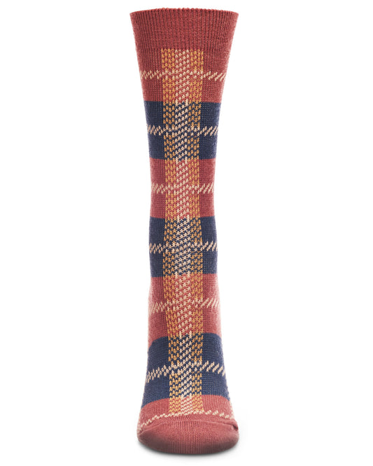 Women's Retro Vintage Plaid Crew Socks : Color: Black