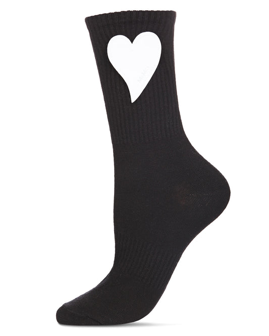 Women's Floating Heart Cotton Blend Crew Sock : Color: Black