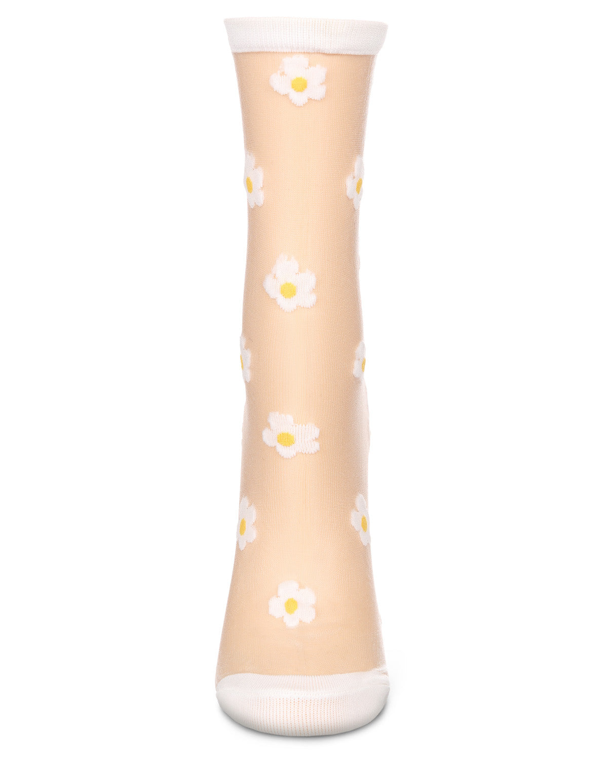 Women's Delightful Daisies Sheer Crew Socks : Color: White