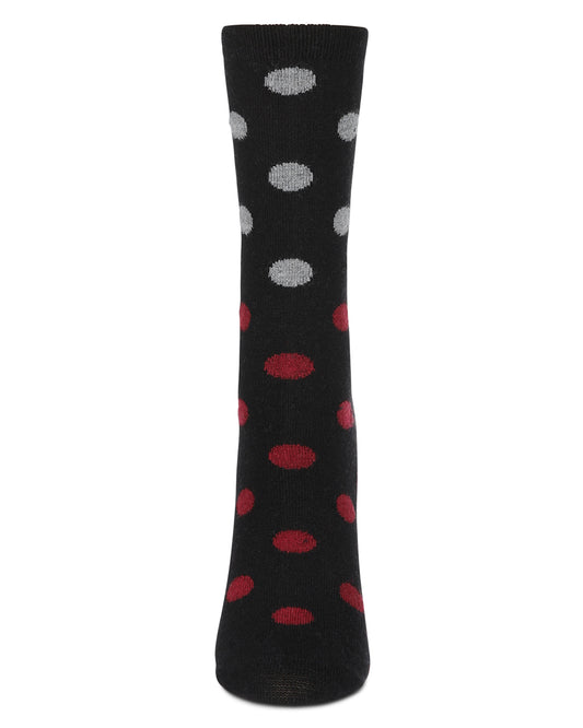 Women's Spotted Cashmere Blend Crew Socks : Color: Black