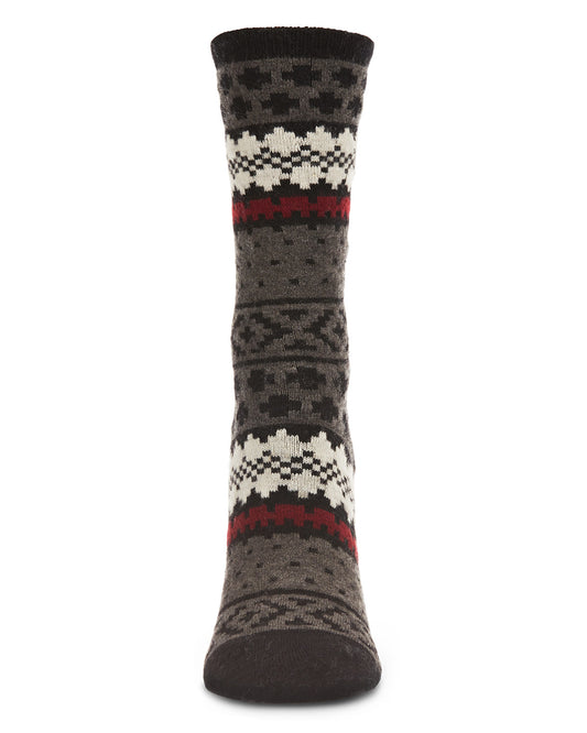 Women's Winter Fair Isle Cashmere Blend Crew Socks : Color: Black