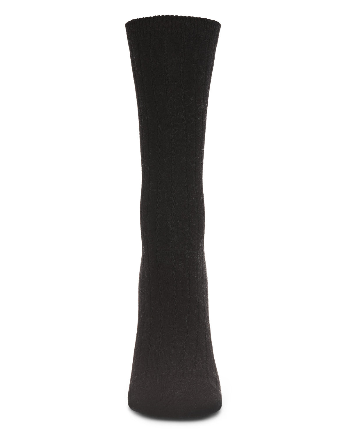 Women's Soft Solid Luxe Ribbed Cashmere Blend Crew Socks : Color: Black