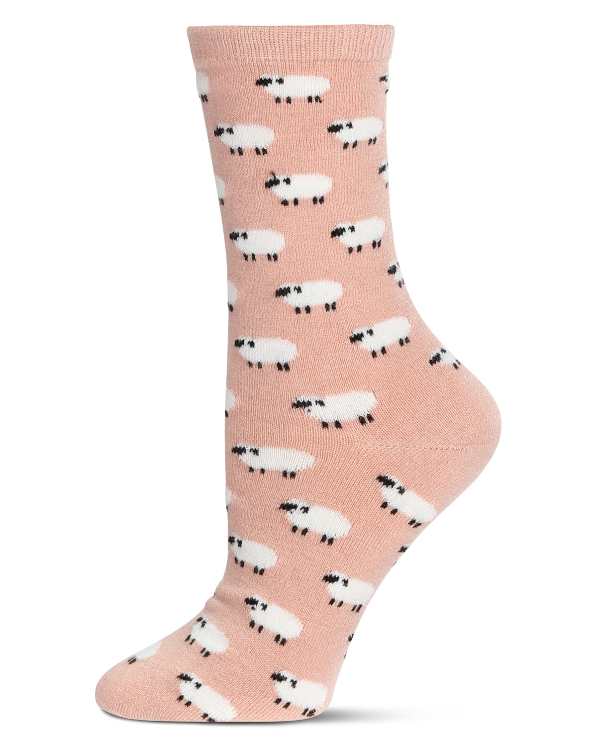 Women's Soft White Sheep Cashmere Blend Crew Socks : Color: Blush