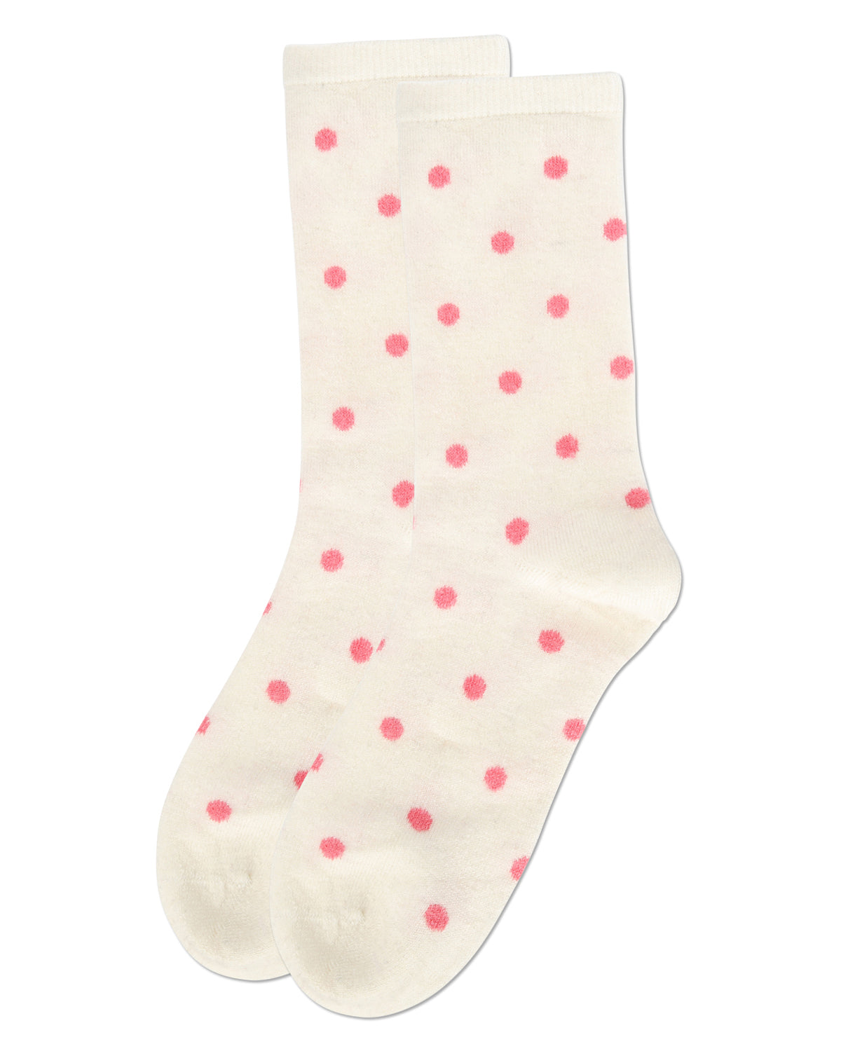 Women's Pretty in Polka Dots Cashmere Blend Crew Socks : Color: Ivory