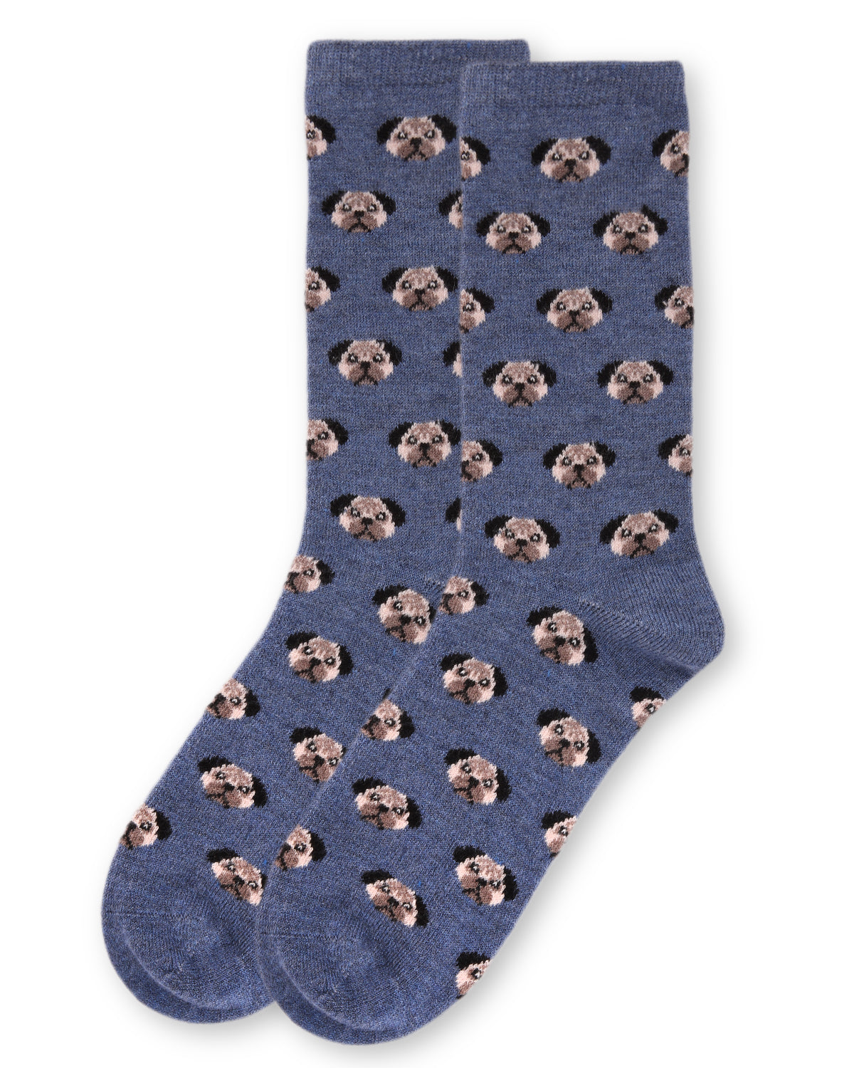 Women's Soft Pretty Puppy Dog Face Cashmere Blend Crew Socks : Color: Med Gray Heather