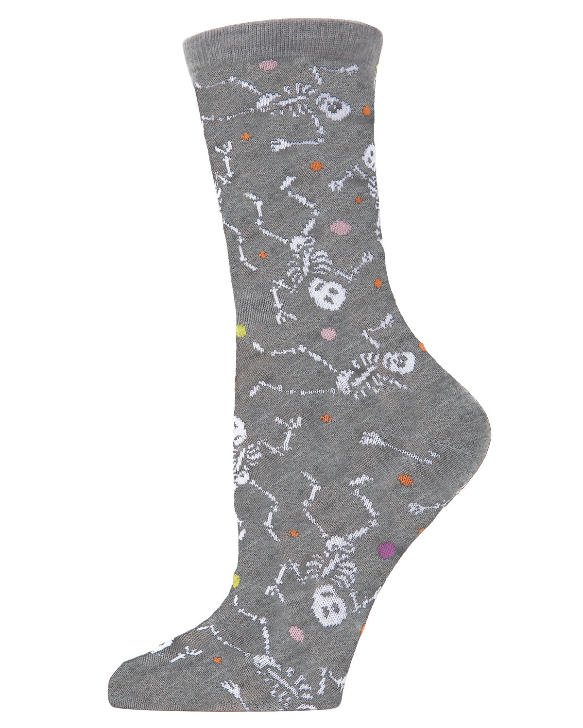 Dancing Dead Skeleton Crew Socks : Color: Medium Gray Heather