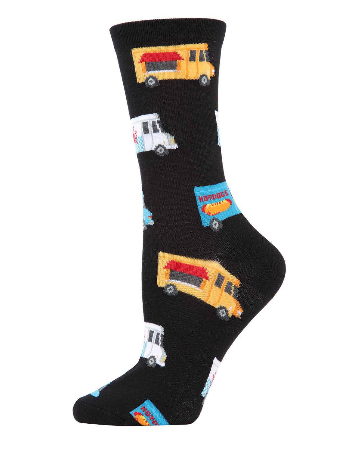 Food Trucks Bamboo Blend Crew Socks : Color: Black