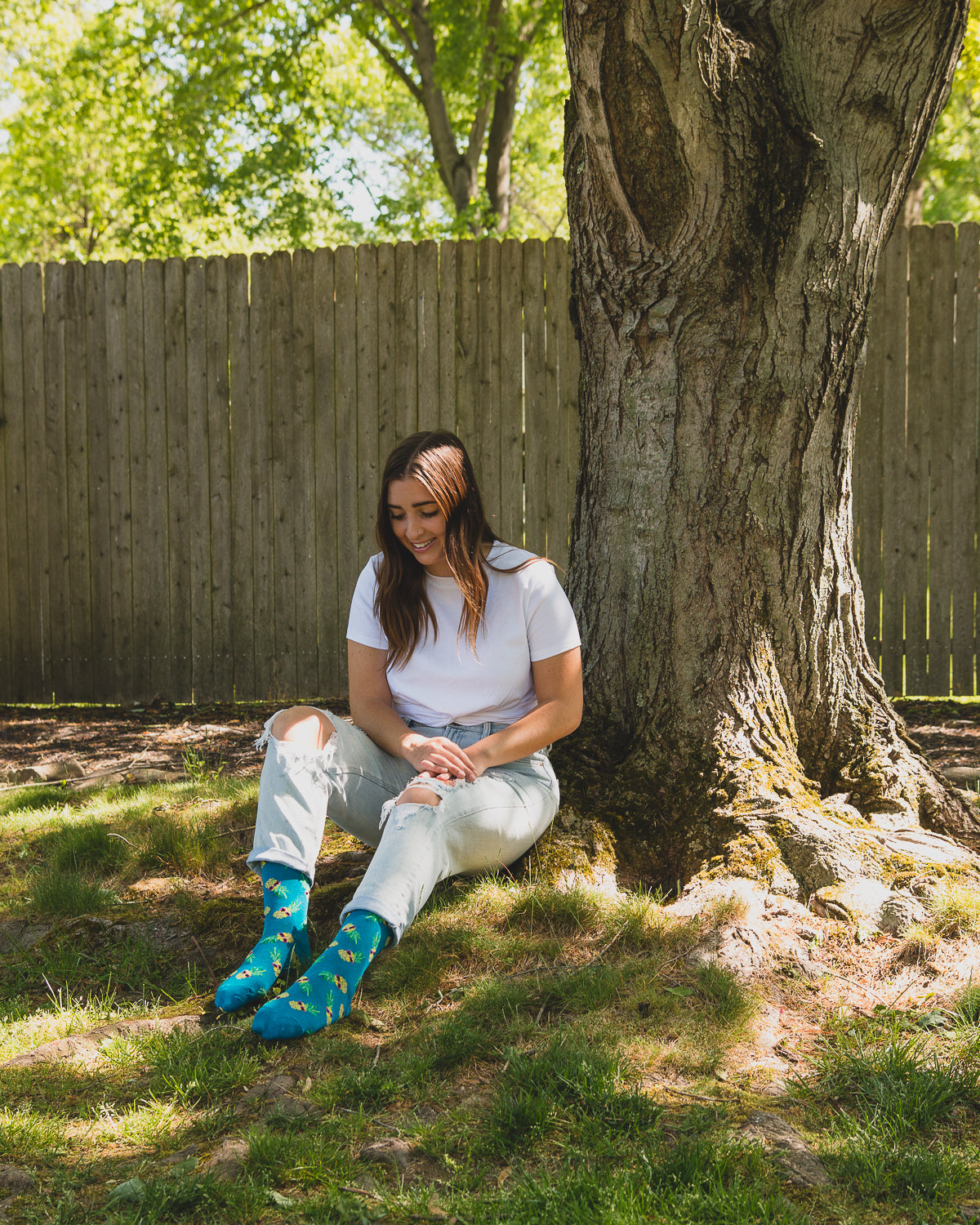 Pineapple Sunglasses Bamboo Blend Crew Socks : Color: Teal