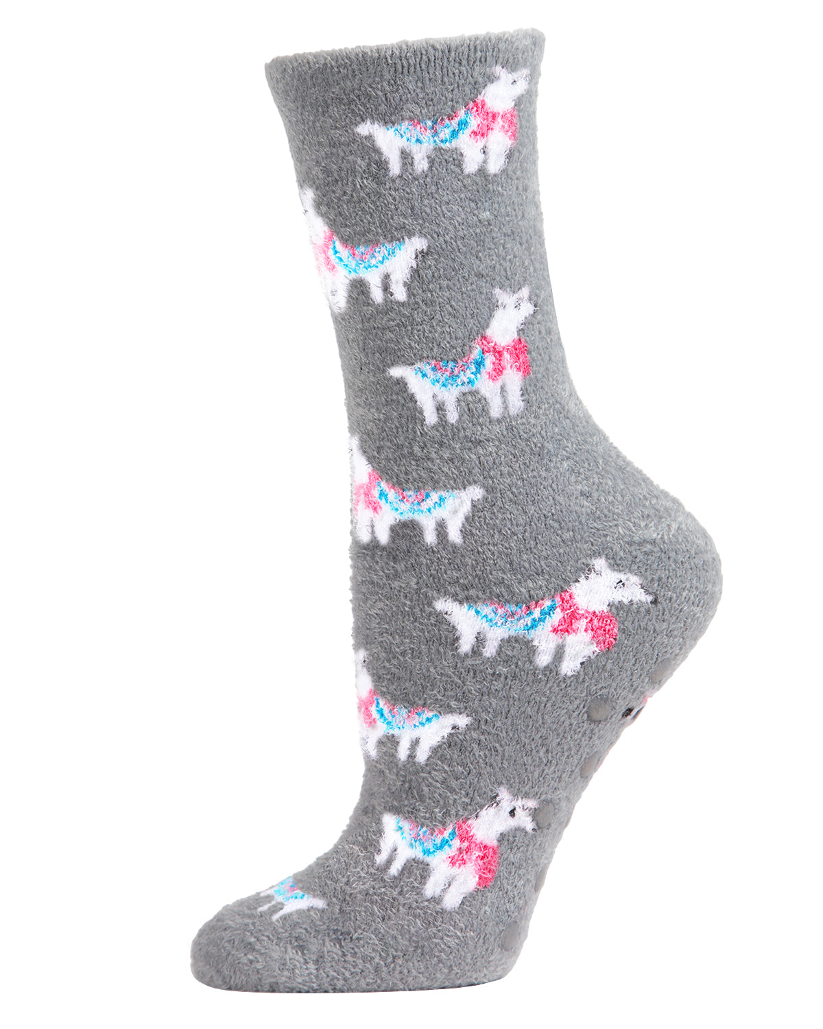 Women's Loveable Llama Cozy Crew Socks : Color: Steel Gray