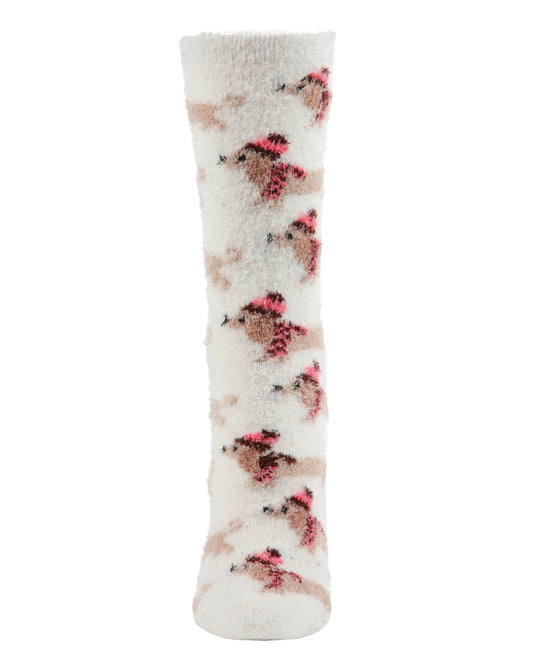 Women's Hot Dogs Cozy Crew Socks : Color: Vanilla Ice