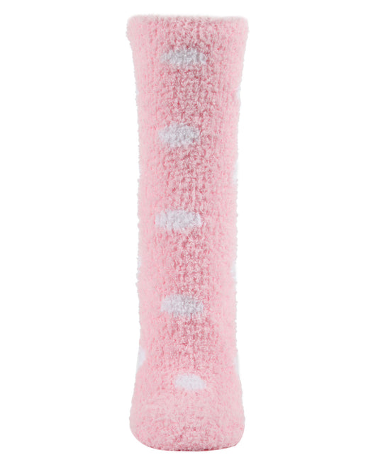 Women's Polka-Dot Snowman Embroidered Cozy Non-Slip Socks : Color: Pink