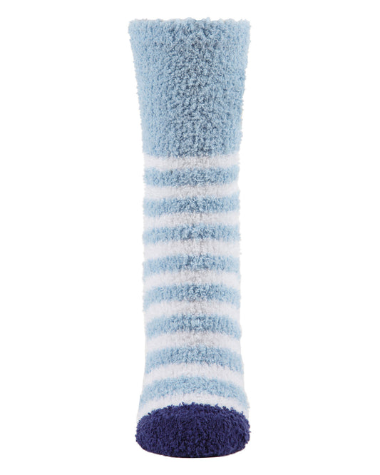 Striped Dreidel Embroidery Cozy Holiday Crew Socks : Color: Light Blue