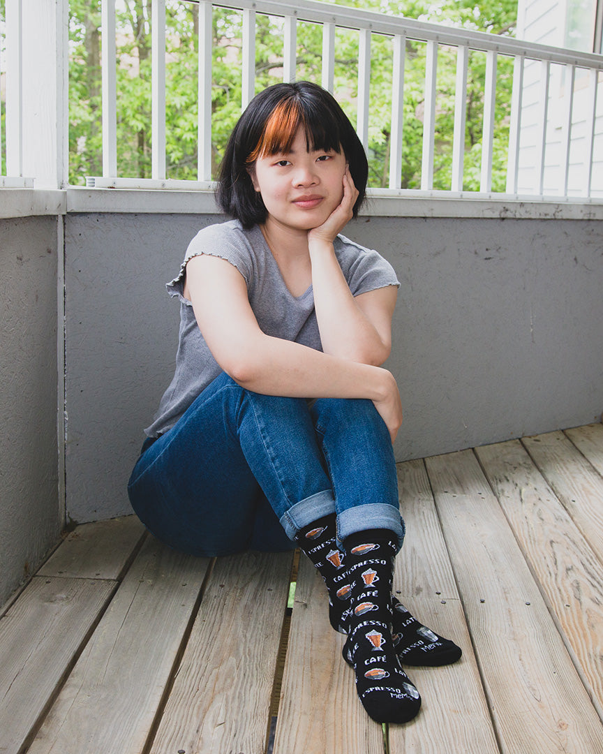 Coffee Bamboo Blend Crew Socks : Color: Black