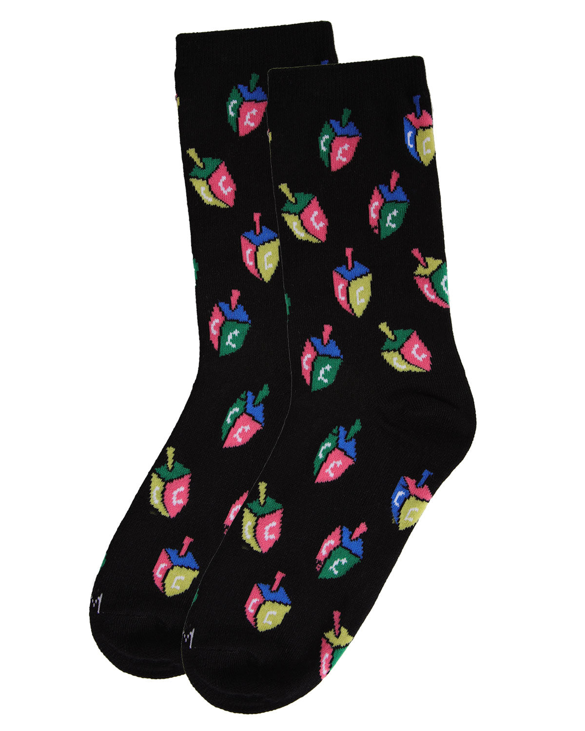 Women's Dreidel Holiday Crew Socks : Color: Black