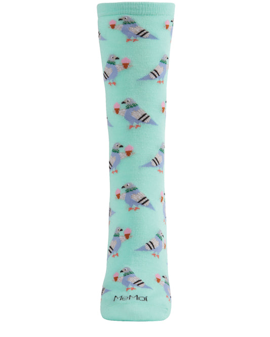 Feed the NYC Pigeons Bamboo Blend Crew Socks : Color: Seafoam