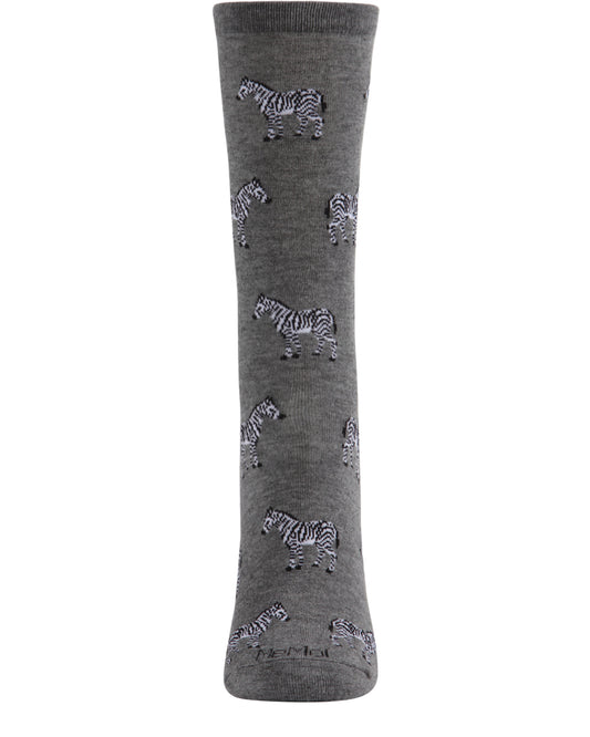 Zebras Bamboo Blend Crew Socks : Color: Medium Gray Heather