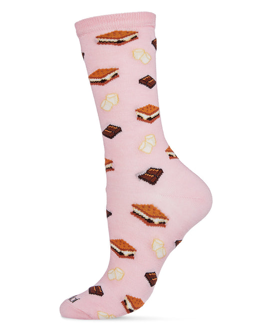 I'd Like S'more Please Bamboo Blend Crew Socks : Color: Pink