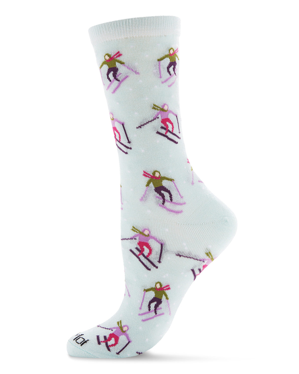 Skiing Paradise Bamboo Blend Crew Socks : Color: Seafoam