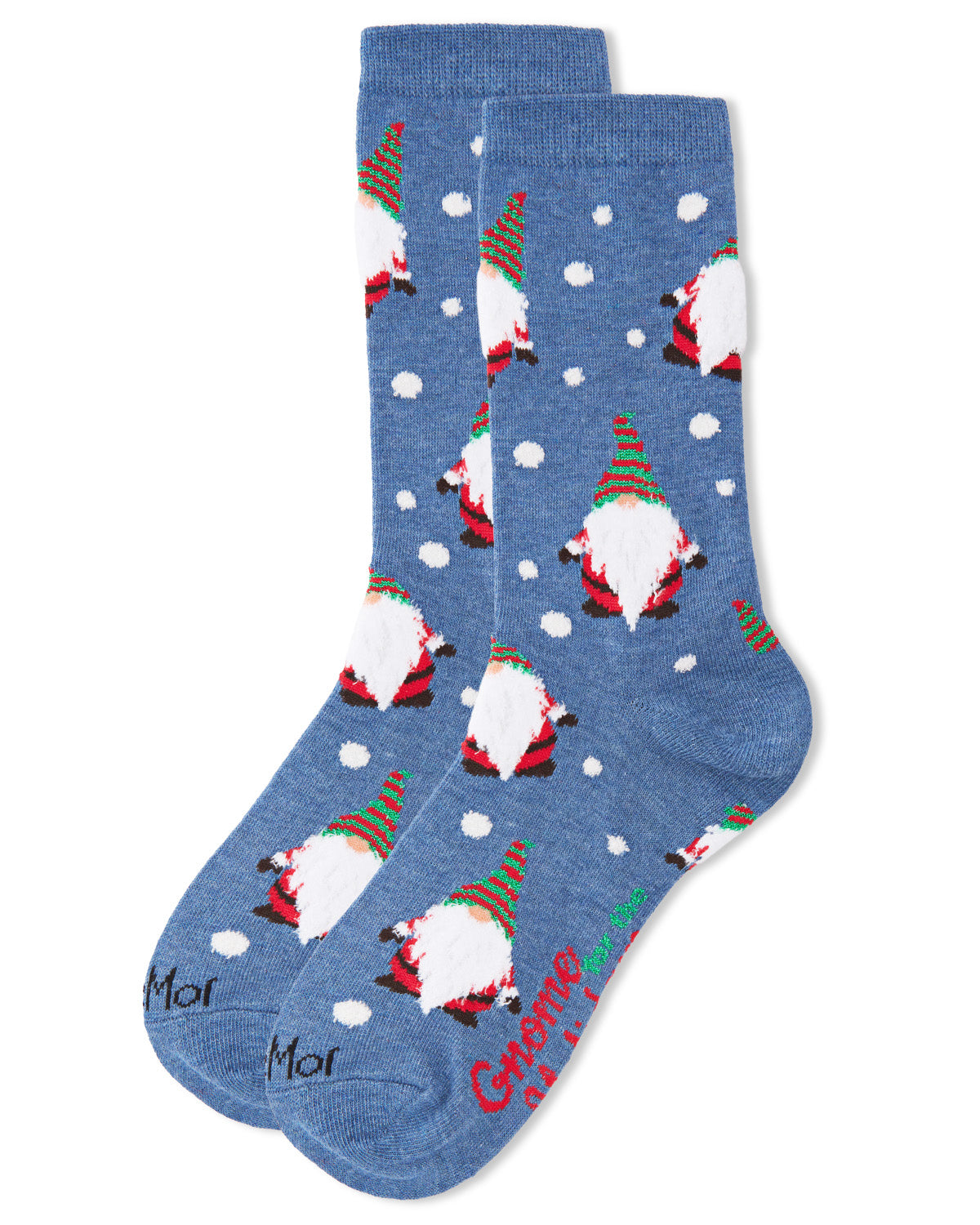 Gnome for the Holidays Crew Socks : Color: Denim Heather