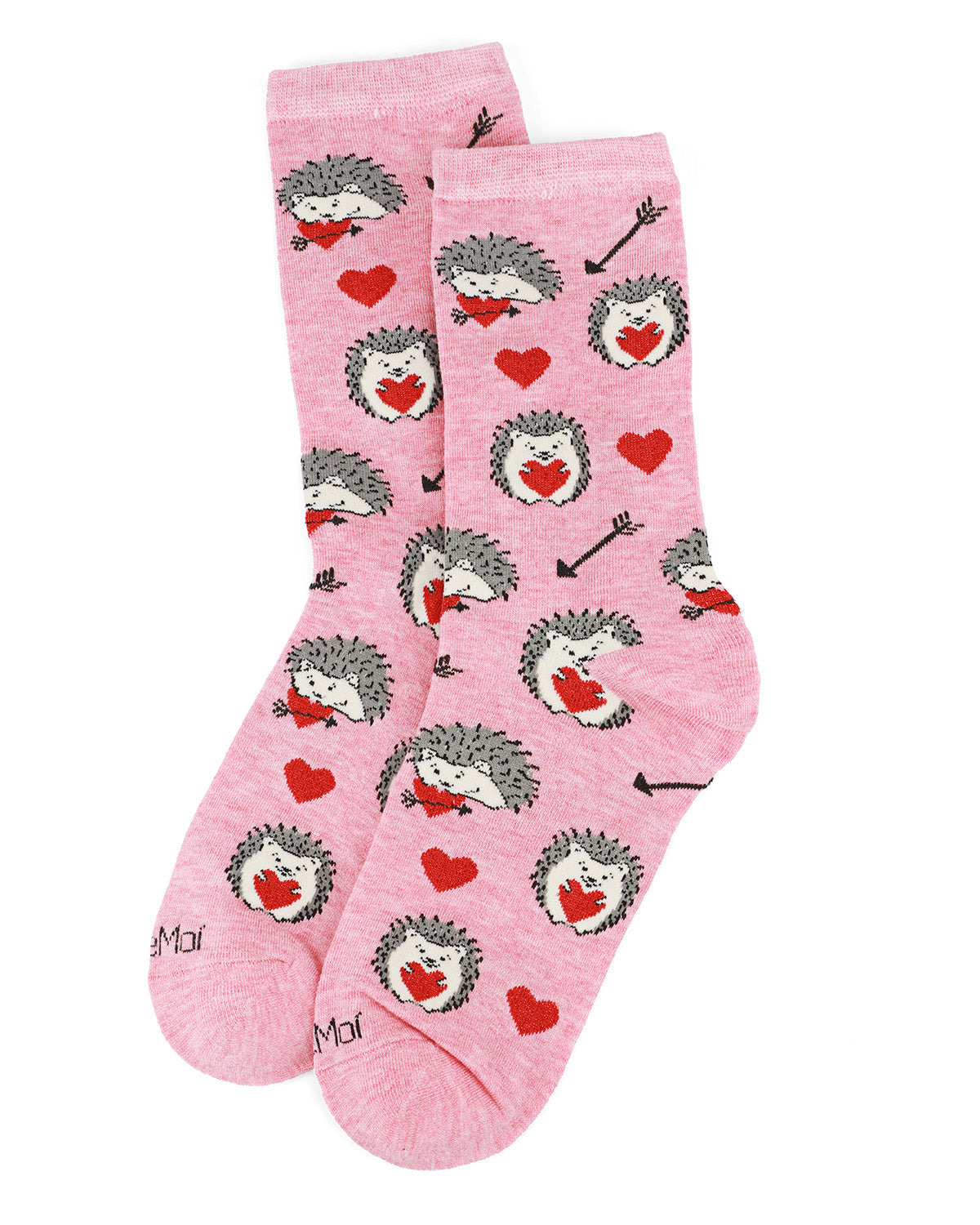 Love Struck Hedgehog Bamboo Blend Crew Sock : Color: Pink Heather