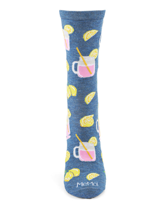 Pink Lemonade Bamboo Blend Crew Sock : Color: Denim Heather